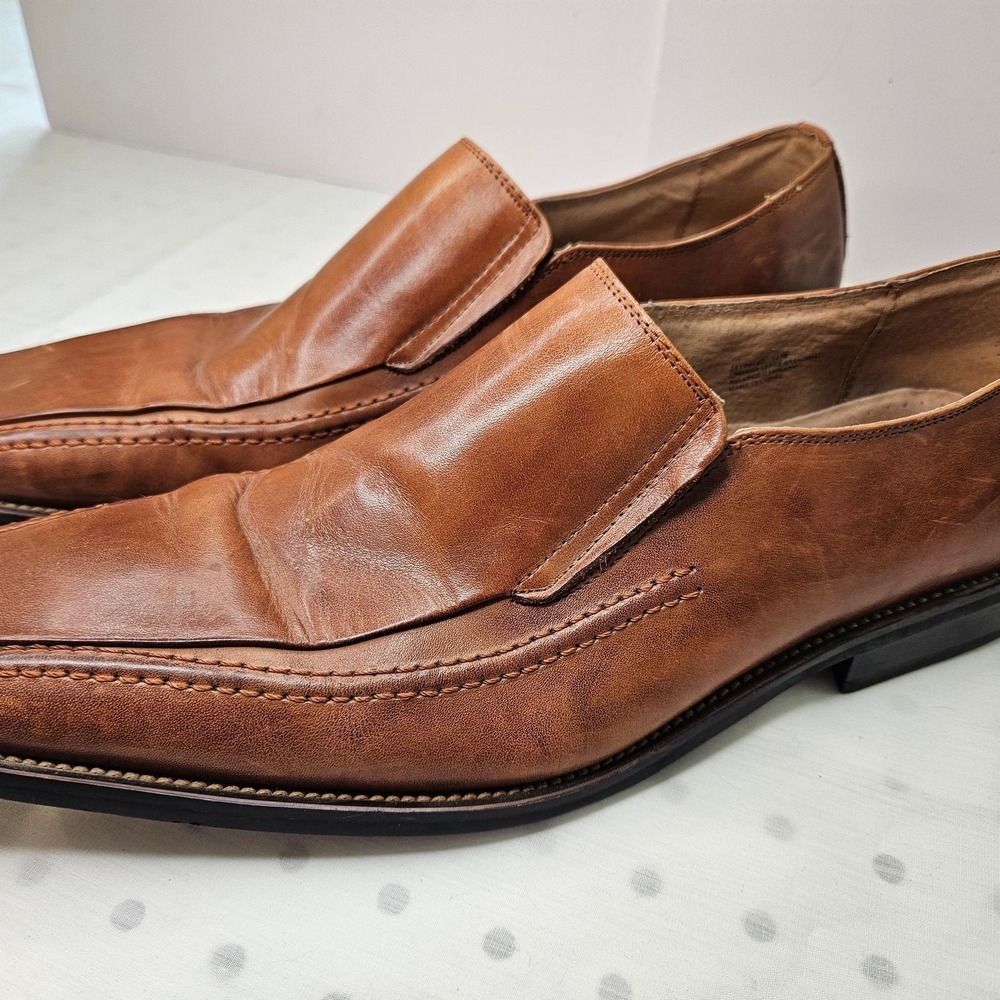 Stacy Adams Hillman Brown Leather Bicycle Toe Slip-On‎ Loafers